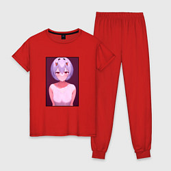 Пижама хлопковая женская Евангелион: Аянами Рей, цвет: красный