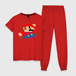 Пижама хлопковая женская Пиксельный Марио, цвет: красный