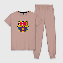 Пижама хлопковая женская Barcelona fc sport, цвет: пыльно-розовый