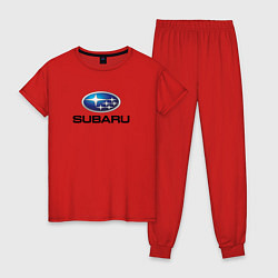 Пижама хлопковая женская Subaru sport auto, цвет: красный