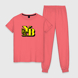 Пижама хлопковая женская Young Boys sport fc, цвет: коралловый