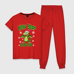Пижама хлопковая женская Год зеленого деревянного дракона 2024, цвет: красный