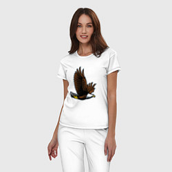 Пижама хлопковая женская Летящий орёл, цвет: белый — фото 2
