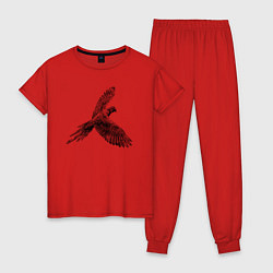Пижама хлопковая женская Попугай ара планирует, цвет: красный
