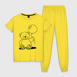 Женская пижама Мишка с воздушным шариком - раскраска