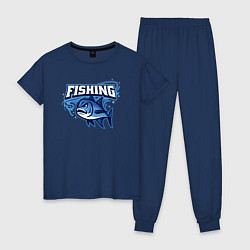 Пижама хлопковая женская Fishing style, цвет: тёмно-синий