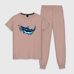 Пижама хлопковая женская Лазурная рыбка, цвет: пыльно-розовый
