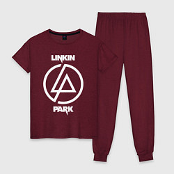 Пижама хлопковая женская Linkin Park logo, цвет: меланж-бордовый