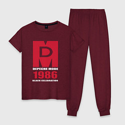 Пижама хлопковая женская Depeche Mode - Black Celebration album merch, цвет: меланж-бордовый