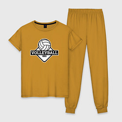 Пижама хлопковая женская Volleyball club, цвет: горчичный