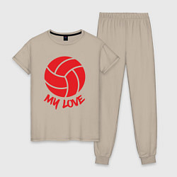 Пижама хлопковая женская Volleyball my love, цвет: миндальный