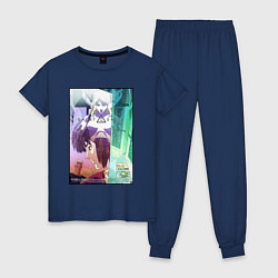 Пижама хлопковая женская Ghost - Kusanagi, цвет: тёмно-синий