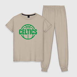 Пижама хлопковая женская Celtics ball, цвет: миндальный