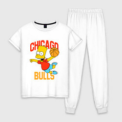 Пижама хлопковая женская Чикаго Буллз Барт Симпсон, цвет: белый