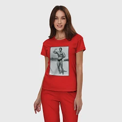 Пижама хлопковая женская Mister Schwarzenegger, цвет: красный — фото 2