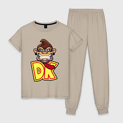 Пижама хлопковая женская Donkey kong head, цвет: миндальный