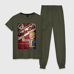 Пижама хлопковая женская Vault boy - nuclear cola, цвет: меланж-хаки