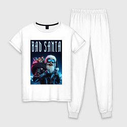 Пижама хлопковая женская Bad santa - ai art, цвет: белый