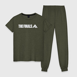 Пижама хлопковая женская The finals logo, цвет: меланж-хаки