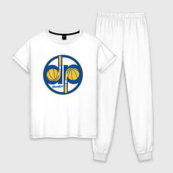 Пижама хлопковая женская Warriors hoop kid, цвет: белый