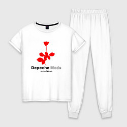 Пижама хлопковая женская Depeche Mode - Violator album logo, цвет: белый