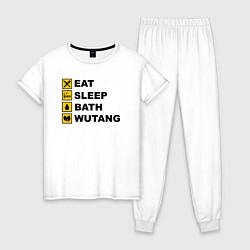 Пижама хлопковая женская Еда сон ванна Wu-tang, цвет: белый