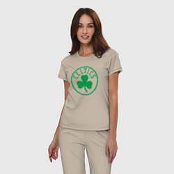 Пижама хлопковая женская Boston Celtics clover, цвет: миндальный — фото 2