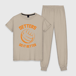 Пижама хлопковая женская Setters do it better, цвет: миндальный