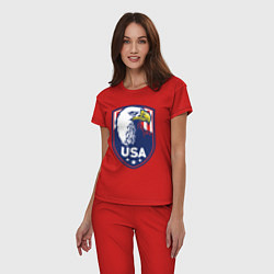 Пижама хлопковая женская Орёл США, цвет: красный — фото 2