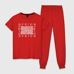 Пижама хлопковая женская Zebra Africa, цвет: красный