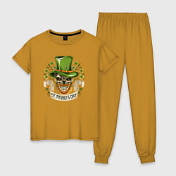 Пижама хлопковая женская St Patrick day, цвет: горчичный