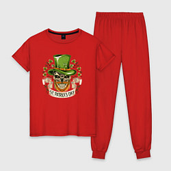 Пижама хлопковая женская St Patrick day, цвет: красный