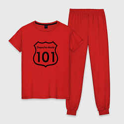Пижама хлопковая женская Depeche Mode - 101 Route 66, цвет: красный