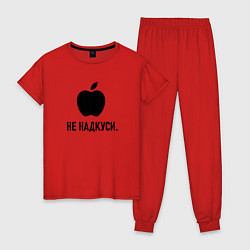 Пижама хлопковая женская Ненадкусанное яблоко на светлом, цвет: красный