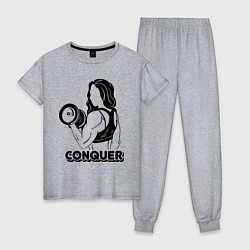 Пижама хлопковая женская Conquer, цвет: меланж