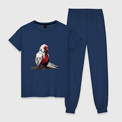 Пижама хлопковая женская Красный попугай, цвет: тёмно-синий