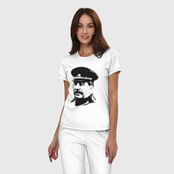 Пижама хлопковая женская Сталин в фуражке, цвет: белый — фото 2