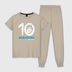 Пижама хлопковая женская Maradona 10, цвет: миндальный