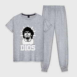 Пижама хлопковая женская Dios Diego Maradona, цвет: меланж