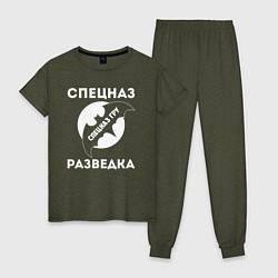 Пижама хлопковая женская Спецназ разведка ГРУ, цвет: меланж-хаки