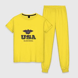 Пижама хлопковая женская USA Oldschool, цвет: желтый