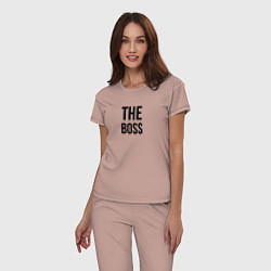 Пижама хлопковая женская The boss - Couple, цвет: пыльно-розовый — фото 2