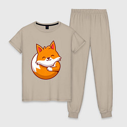 Пижама хлопковая женская Orange fox, цвет: миндальный