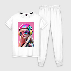 Пижама хлопковая женская Sweet Barbie - cyberpunk, цвет: белый