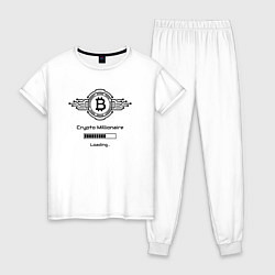 Пижама хлопковая женская Биткоин символ миллионер, цвет: белый