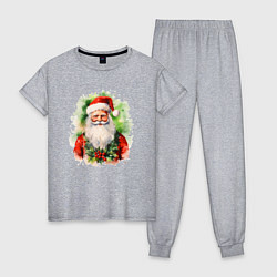Пижама хлопковая женская Бородатый Санта, цвет: меланж
