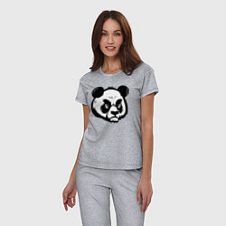 Пижама хлопковая женская Недовольная морда панды, цвет: меланж — фото 2