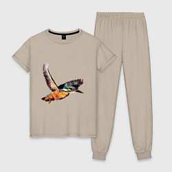 Женская пижама Птицы зимородок в полете