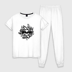 Пижама хлопковая женская Depeche Mode - Mute records logo, цвет: белый