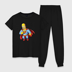 Пижама хлопковая женская Гомер супермен, цвет: черный